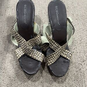 BCBGeneration Strappy Heels - Black and Beige